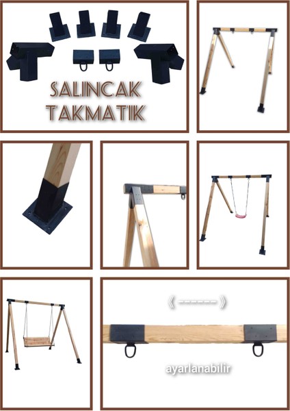 Mrc Takmatik Bahçe Ahşap Salıncak Montaj Aparatı Seti Demir Bağlantı Hamak
