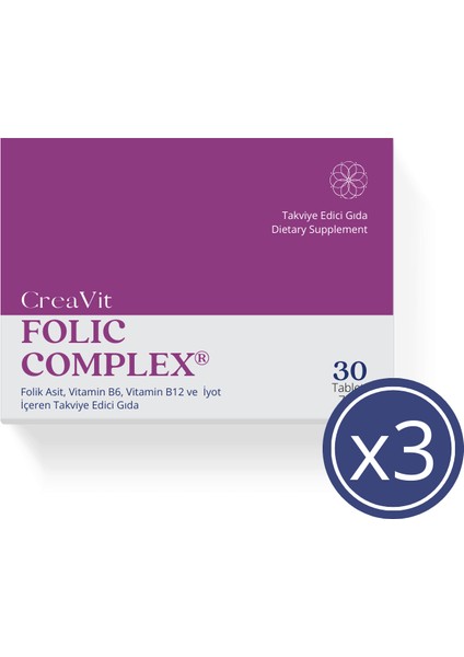 3 Adet Folic Complex 30 Film Kaplı Tablet
