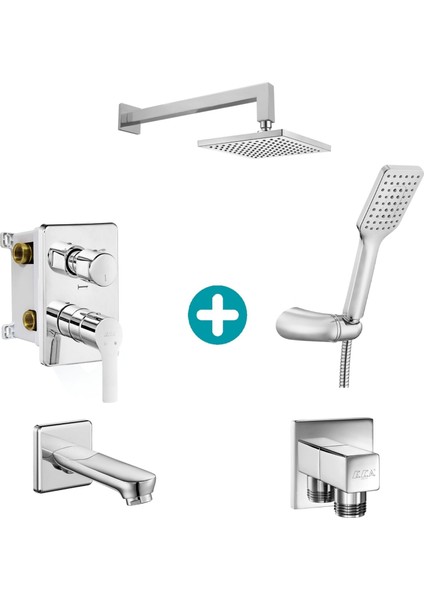 Eca Luna Ankastre Gömme Banyo Bataryası Duş Seti Tüm Parçalar Dahil