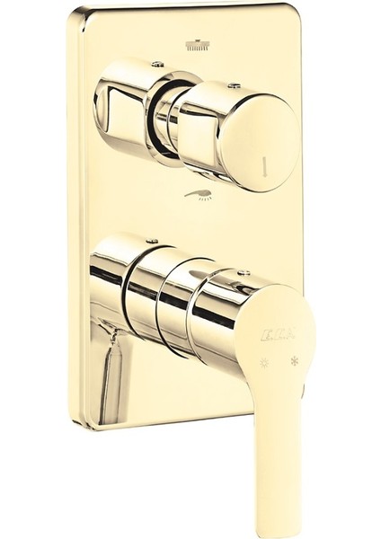 Eca Luna Ankastre 2 Yollu Gömme Banyo Bataryası Altın Renkli Duş Seti Duvardan Tüm Parçalar Dahil modelleri