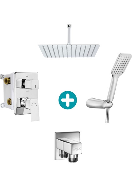 Eca Tiera Ankastre Gömme Banyo Bataryası Duş Seti Tüm Parçalar Dahil 40X40