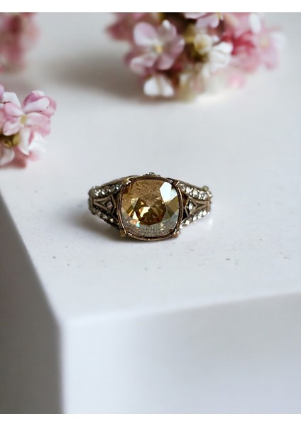 Sarı Kristal Taşlı Yüzük fiyatları