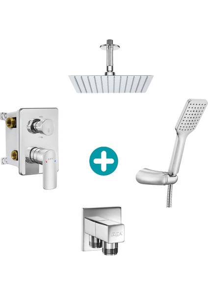 Eca Lia Ankastre Gömme Banyo Bataryası Duş Seti Tüm Parçalar Dahil Tavandan 40X40