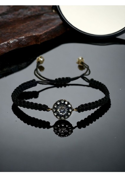Zirkon Taşlı Yuvarlak Makrome Bileklik