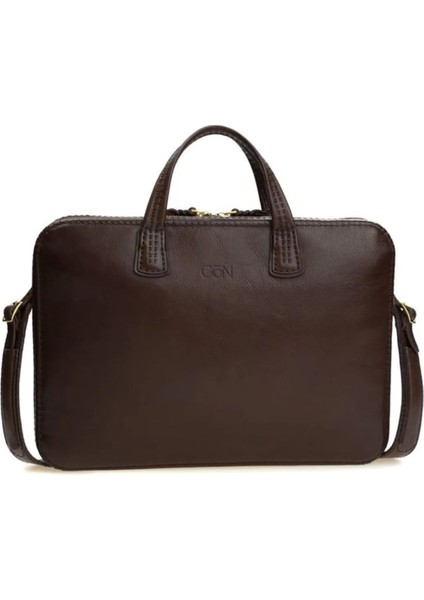 Gön Deta Kahve Deri Laptop & Evrak Çantası Deta