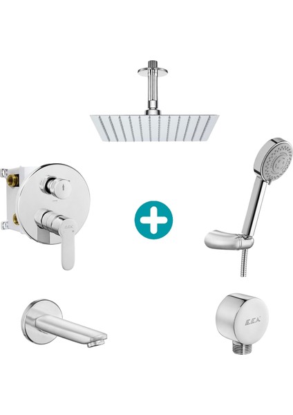 Eca Nita Ankastre Gömme Banyo Bataryası Duş Seti Tüm Parçalar Dahil 40X40