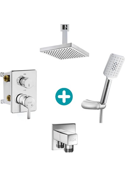 Eca Mina Ankastre Gömme Banyo Bataryası Duş Seti Tüm Parçalar Dahil Tavandan