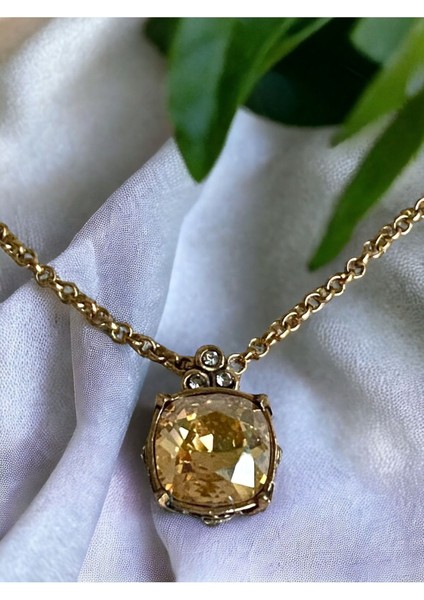Sarı Kristal Taşlı Kolye