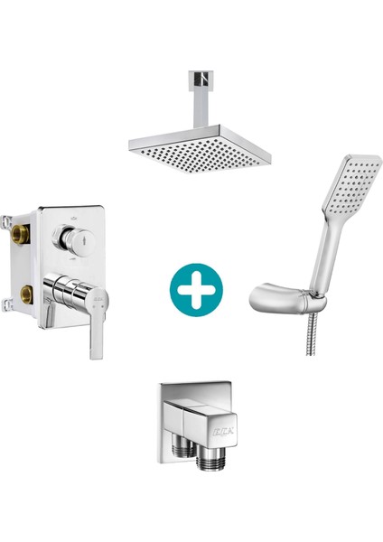 Eca Delta Ankastre Gömme Banyo Bataryası Duş Seti Tüm Parçalar Dahil Tavandan