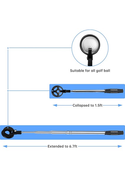 Golf Topu Alıcı Su Teleskopik, Paslanmaz Uzatılabilir Golf Topu Seçici Kapmak Aracı 6.7ft Golf Aksesuarları (Yurt Dışından) fiyatları