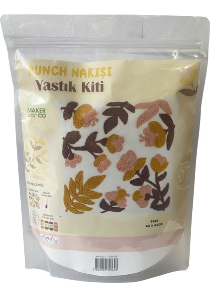Punch Nakışı Yastık Kiti Çiçek Desenli Punch Seti %100 Pamuk PNY01