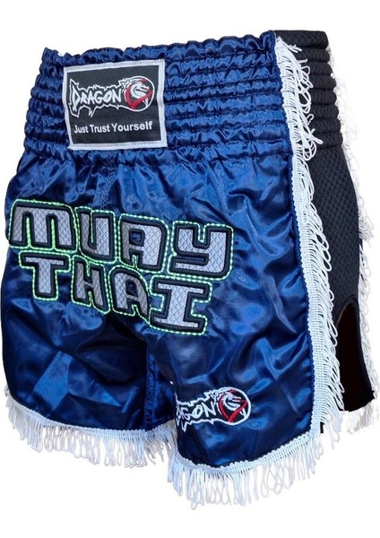 MT3020 Apache Muaythai Şortu Lacivert Püsküllü Nakışlı Muay Thai Şortu