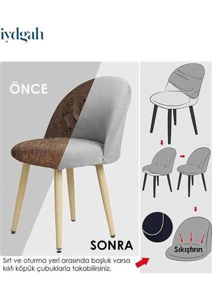 Lüks Jakarlı Su Yolu Desen Oval Sandalye Örtüsü. Lastikli Yuvarlak Sandalye Kılıfı 1.adet Gri