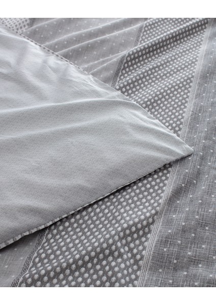 Hugo King Size Pamuklu Baskılı Nevresim Takımı - Gri