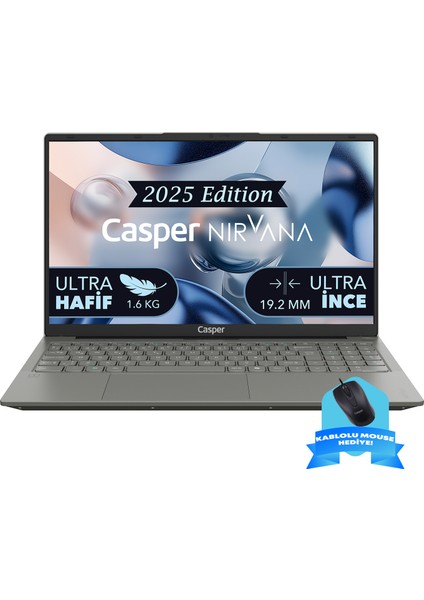 Nirvana X600.7430-DF00X-G-F-KM35S Amd Ryzen 5-7430U 32GB Ram 1tb Nvme SSD Freedos + Kablolu Mouse Hediye