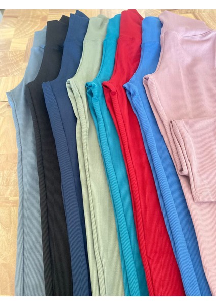 Fitilli Yüksek Bel, Kadın Tayt İndigo Mavi (Likralı) modelleri