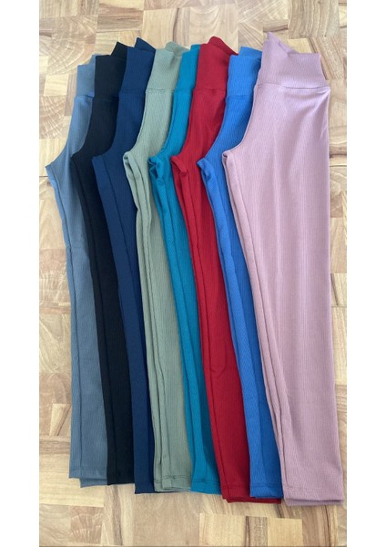 Fitilli Yüksek Bel, Kadın Tayt İndigo Mavi (Likralı) fırsatları