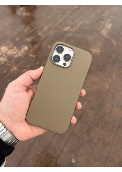 Apple iPhone 14 Pro Deri Haki Yeşili Magsafe Luxury Telefon Kılıfı