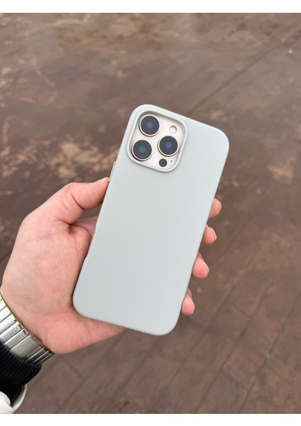 Apple iPhone 16 Pro Max Deri Beyaz Magsafe Luxury Telefon Kılıfı