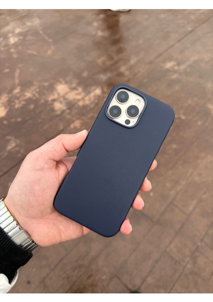 Apple iPhone 14 Plus Deri Lacivert Magsafe Luxury Telefon Kılıfı