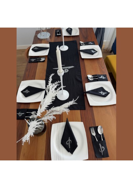 Elif Vav Işlemeli Runner Peçete Kaşıklık Servis Takımı 6 Kişilik Ramazan Sofralarına Özel fiyatları