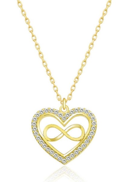 Gümüş Gold Kalp Sonsuzluk Kadın Kolye CSR2183929