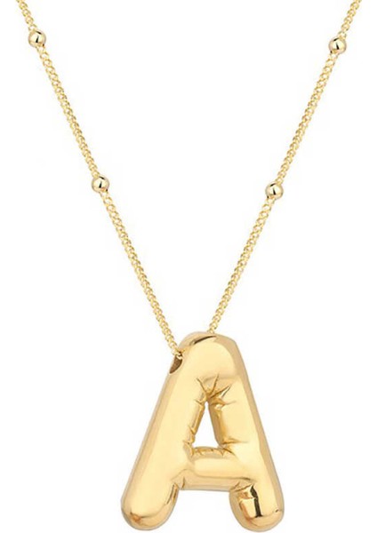 Gümüş Gold Balon A Harfi Kadın Kolye CSR2185060