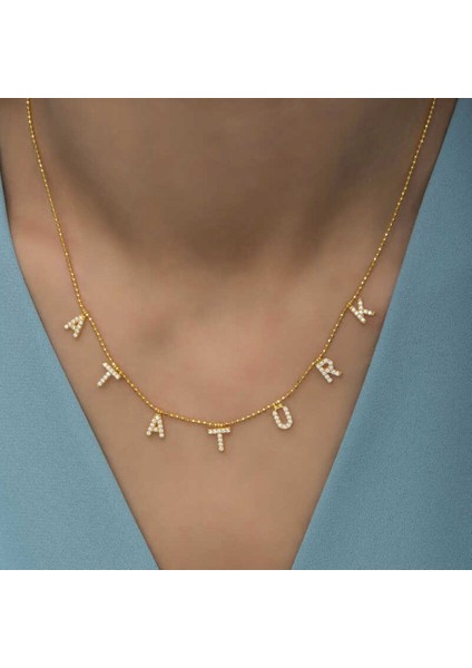 Gümüş Gold Atatürk Yazılı Kadın Kolye CSR2183913 fırsatları