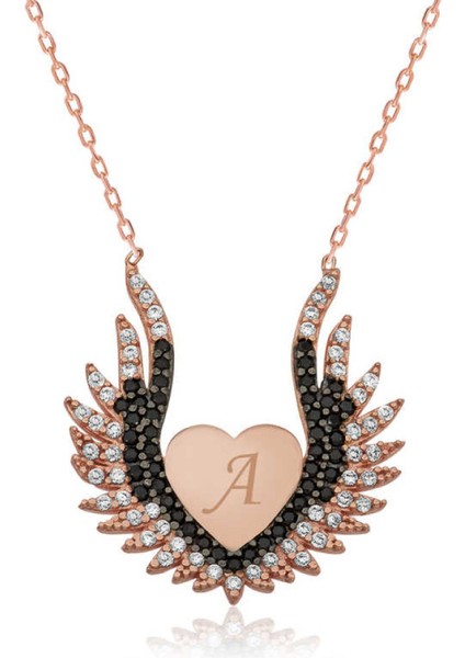 Gümüş Kalpli Melek Kanadı Kadın Kolye CSR2180134