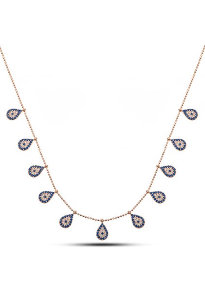 Gümüş Rose Damla Nazarlı Şans Kadın Kolye CSR2181287