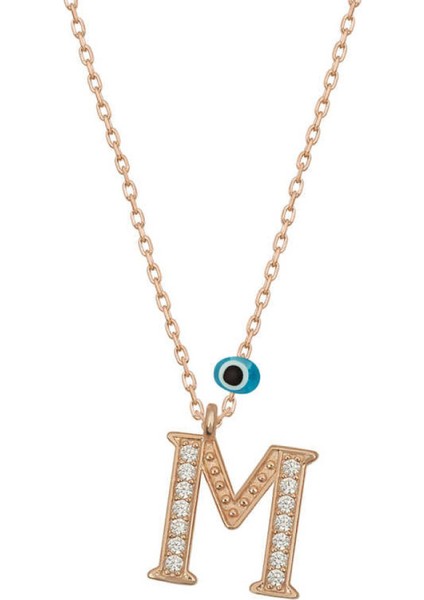 Gümüş Nazar Rose M Harfi Kadın Kolye CSR2184412