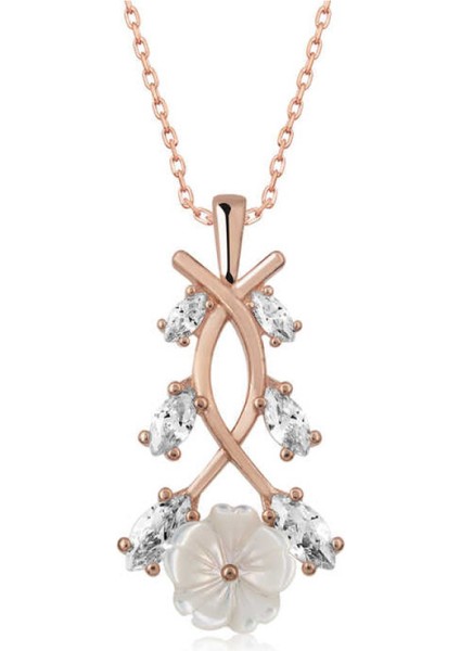 Gümüş Rose Bahar Çiçeği Kolye CSR2180763