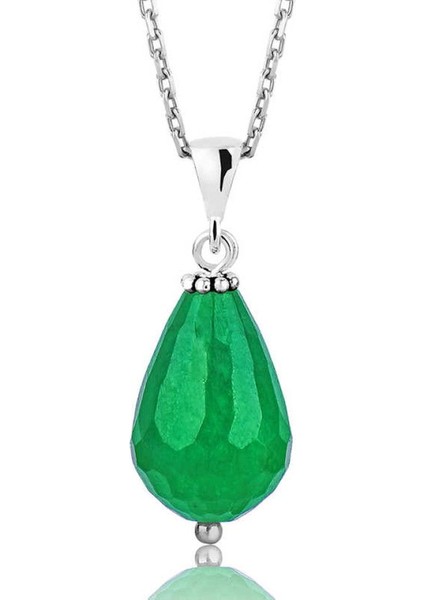 Gümüş Doğal Yeşim Taş Kadın Kolye CSR2180590