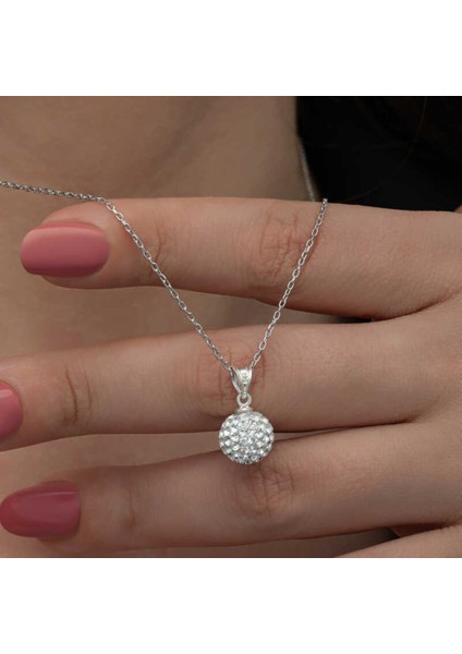 Gümüş Beyaz Kristal Taşlı Kadın Kolye CSR2185471 fiyatları