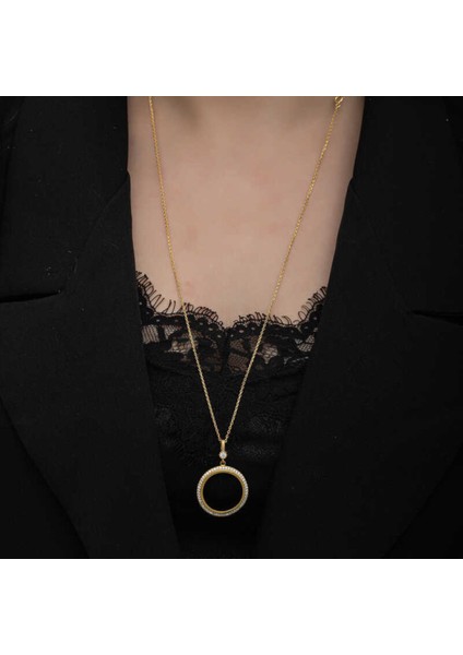 Gümüş Gold Kaplama Yuvarlak Yarım Altın Takılabilen Kadın Kolye CSR2181316 modelleri