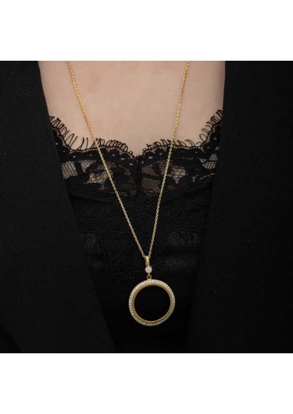 Gümüş Gold Kaplama Yuvarlak Yarım Altın Takılabilen Kadın Kolye CSR2181316 fırsatları