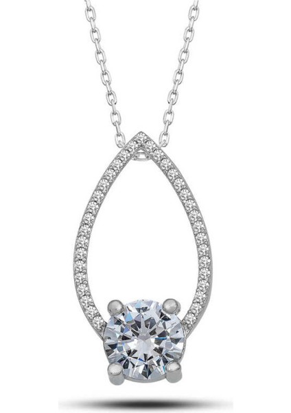 Gümüş Tektaş Damla Kadın Kolye CSR2184583