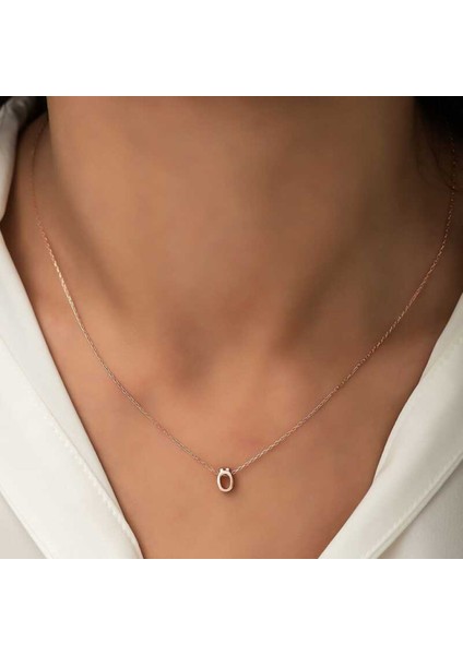 Gümüş Rose 3 Boyutlu Ö Harf Kadın Kolye CSR2183777