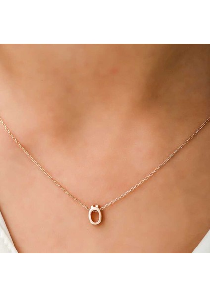 Gümüş Rose 3 Boyutlu Ö Harf Kadın Kolye CSR2183777