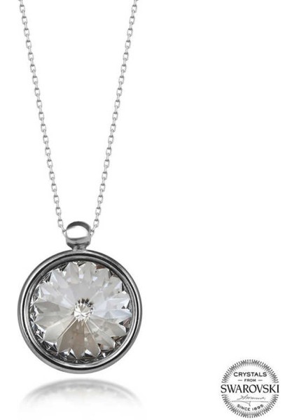 Kristal Taşlı Çerçeveli Gümüş Kadın Kolye CSR2184890