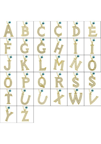 Gümüş Nazar Gold I Harfi Kadın Kolye CSR2184334 fiyatları