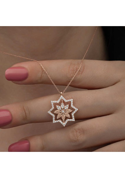 Gümüş Rose Kar Tanesi Kadın Kolye CSR2185461 fiyatları