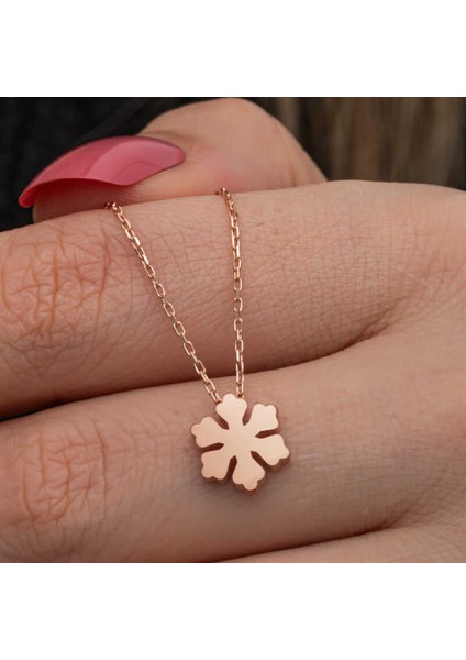 Gümüş Rose Minimal Kar Tanesi Kadın Kolye CSR2185561