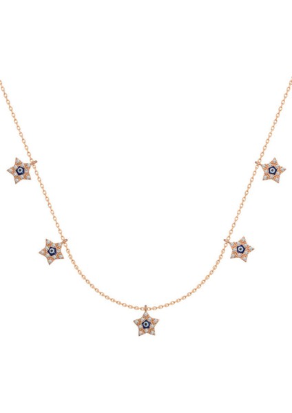 Gümüş Rose Yıldız Nazarlı Şans Kadın Kolye CSR2181227