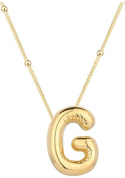 Gümüş Gold Balon G Harfi Kadın Kolye CSR2185066