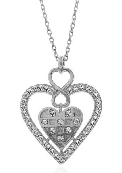 Gümüş Kalp Sonsuzluk Kadın Kolye CSR2184882