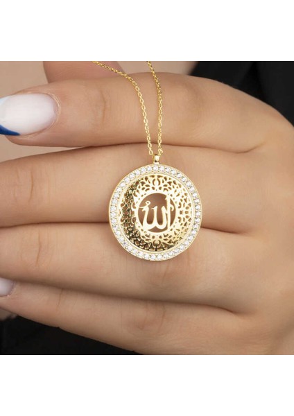 Gümüş Gold Allah Yazılı Kadın Kolye CSR2180972 fiyatları