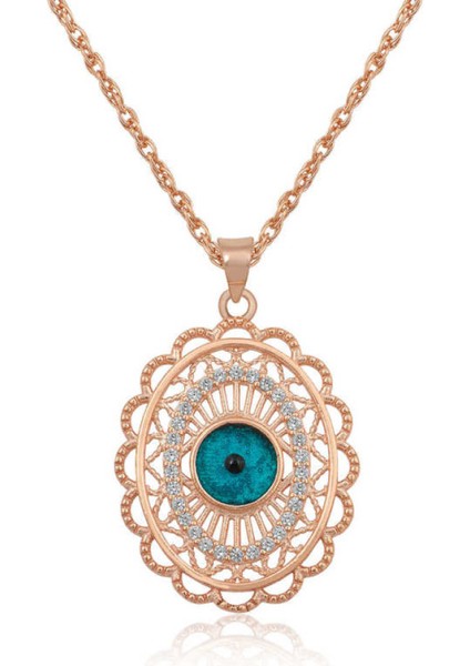 ​Gümüş Rose Oval Nazarlık Kadın Kolye CSR2182714