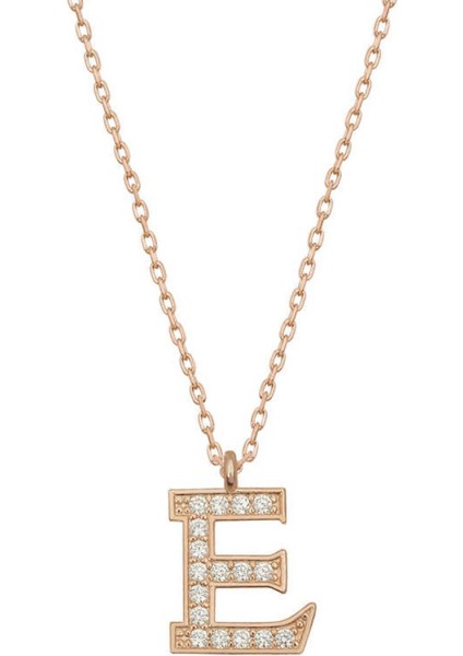 Gümüş Rose E Harfi Kadın Kolye CSR2184290