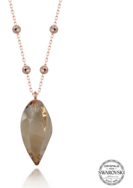 Kristal Taşlı Rose Top Zincir Gümüş Kadın Kolye CSR2184975